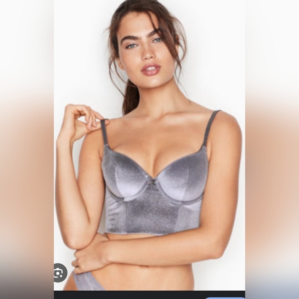 Victoria's Secret Gray Velvet Bralette